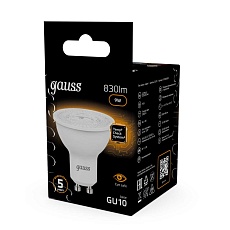 Лампа светодиодная Gauss GU10 9W 3000K 101506109 1