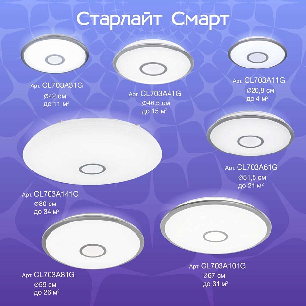 Потолочный светодиодный светильник Citilux Старлайт Смарт CL703A81G Фото № 10