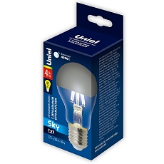Лампа светодиодная Uniel E27 4W 4000K зеркальная LED-A60-4W/4000K/E27/CL MIRROR/CHROME PLS02WH UL-00011796 1