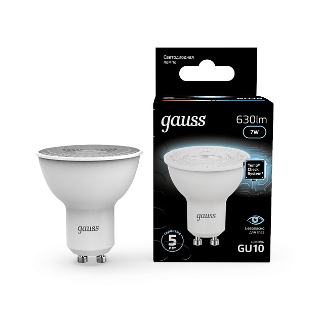 Лампа светодиодная Gauss GU10 7W 4100K матовая 101506207 Фото № 5