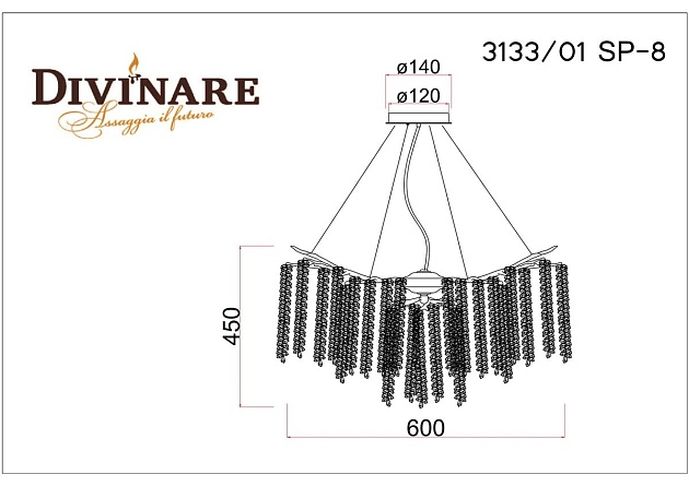Подвесная люстра Divinare Salice 3133/01 SP-8 Фото № 2