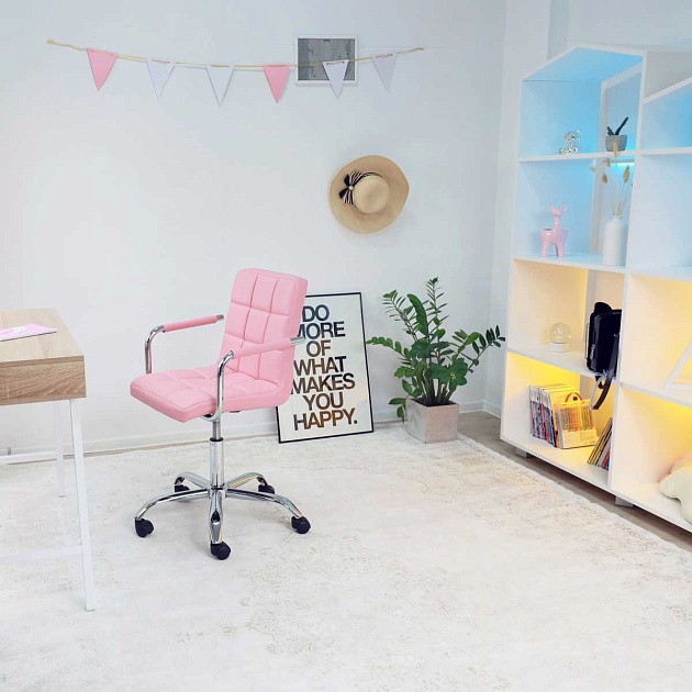 Поворотное кресло AksHome Rosio розовый, экокожа 58826 Фото № 6