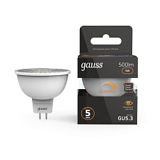 Лампа светодиодная Gauss GU5.3 5W 3000K матовая 101505105 5